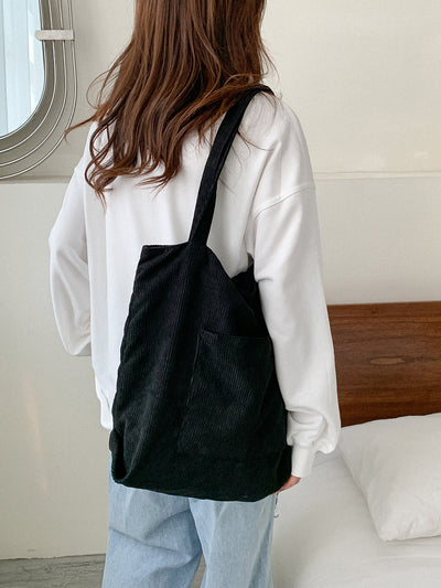 Bolso de Hombro Corduroy Capacidad Grande - Estilo Literario y Versátil - Image 15