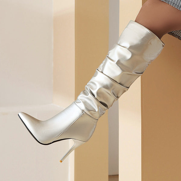 Botas Stiletto Doradas y Plateadas - Estilo Europeo Primavera Otoño