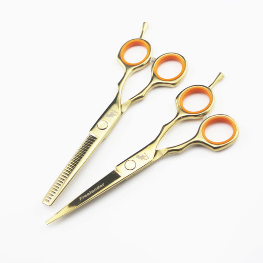 Tijeras de Peluquería Profesionales 5.5" con Mango Dorado Simétrrico - Image 2
