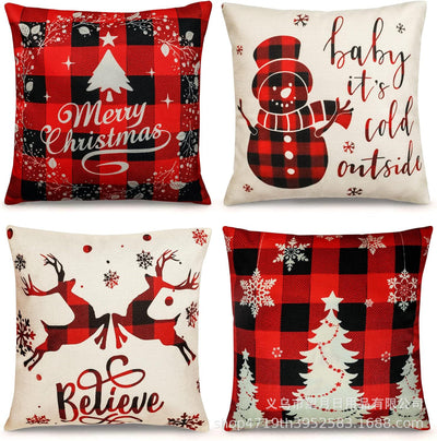 Set de 4 Fundas de Cojines Navideños Muñeco de Nieve y Reno 18x18 Pulgadas - Image 11