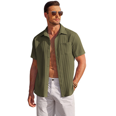 Camisa Cardigan Manga Corta para Hombre - Estilo Moderno y Versátil - Image 5