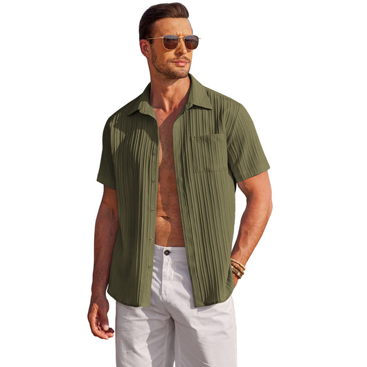 Camisa Cardigan Manga Corta para Hombre - Estilo Moderno y Versátil - Image 5