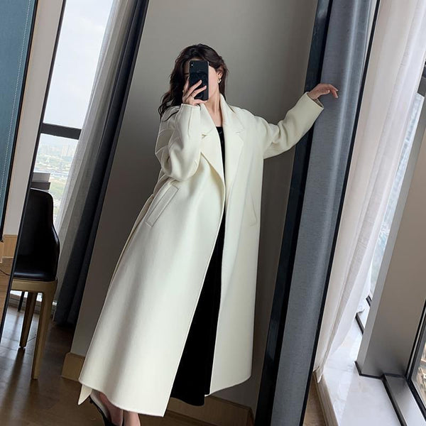 Abrigo de Lana Blanco para Mujer - Elegancia Premium Otoño Invierno