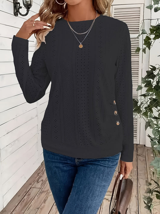 Suéter Casual de Cuello Redondo y Manga Larga para Mujer - Image 12