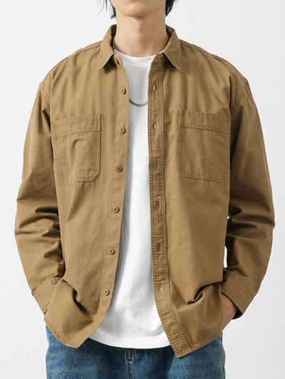 Camisa Casual Retro de Algodón Puro para Hombre - Gris Elegante - Image 6