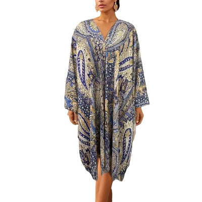 Cardigan Bohemio Capa Murciélago con Estampado Azteca - Image 5