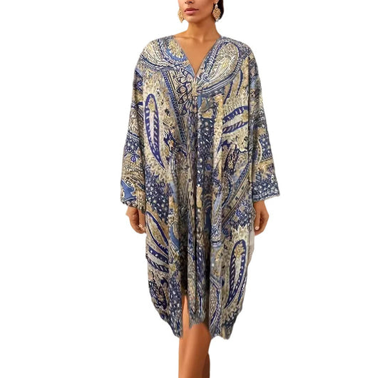 Cardigan Bohemio Capa Murciélago con Estampado Azteca - Image 5