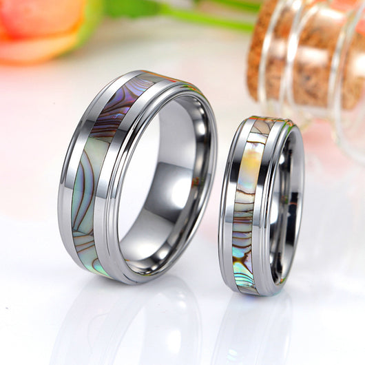 Anillos de Pareja con Incrustación de Tungsteno - Diseño Minimalista y Romántico - Image 2