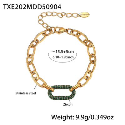 Conjunto de Collar y Pulsera de Acero Titanio con Circonitas Micro Incrustadas - Image 11