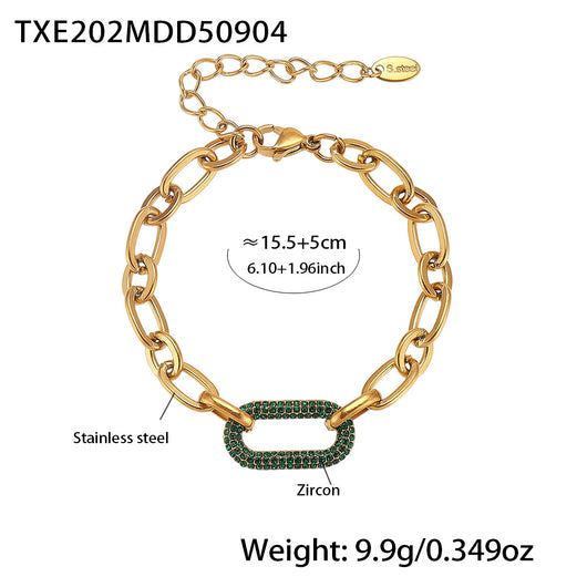 Conjunto de Collar y Pulsera de Acero Titanio con Circonitas Micro Incrustadas - Image 11