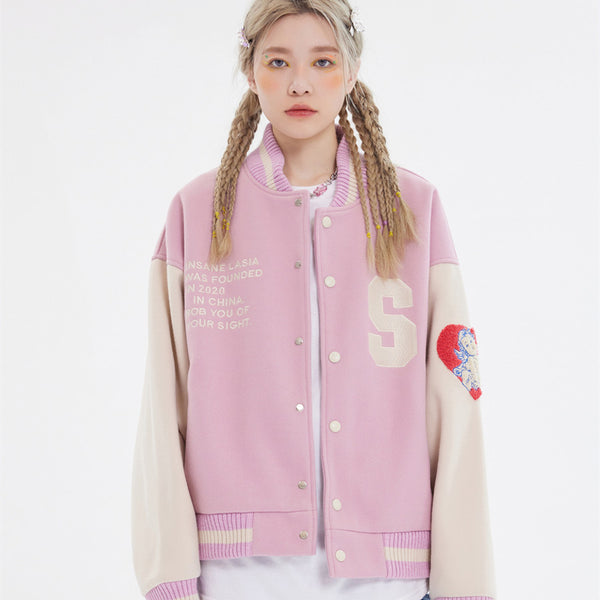 Chaqueta Uniforme de Béisbol Love Angel en Lana Premium