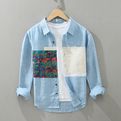 Camisa Holgada Hombre Joven Diseño Casual en Algodón y Lino - Image 6