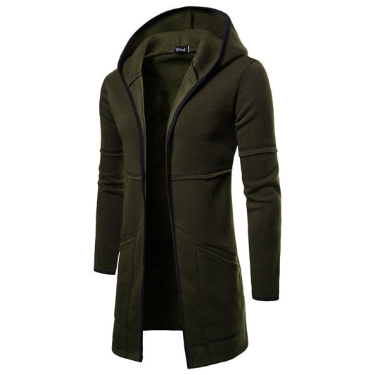 Suéter Cardigan con Capucha de Color Sólido para Hombre