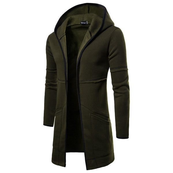 Suéter Cardigan con Capucha de Color Sólido para Hombre