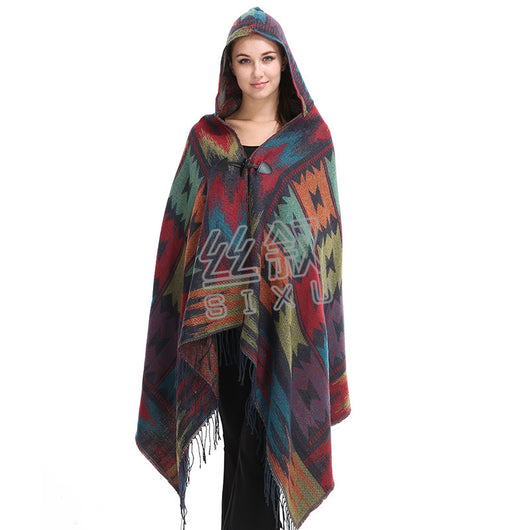 Capa Étnica con Broche de Cuerno - Chal Estilo Bohemio - Image 5