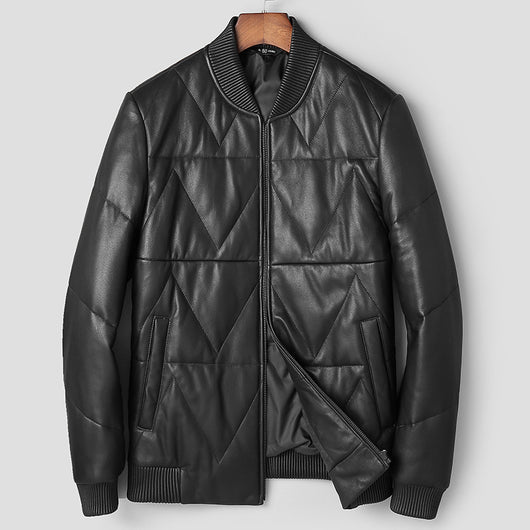 Chaqueta de Cuero con Plumón para Hombre - Estilo Juvenil - Image 14