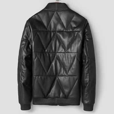 Chaqueta de Cuero con Plumón para Hombre - Estilo Juvenil - Image 15