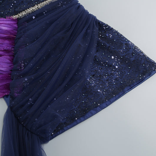 Vestido Tubo Púrpura con Lentejuelas y Costura Irregular Ajustado - Image 30
