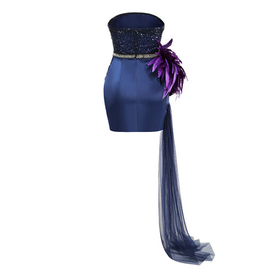 Vestido Tubo Púrpura con Lentejuelas y Costura Irregular Ajustado - Image 31