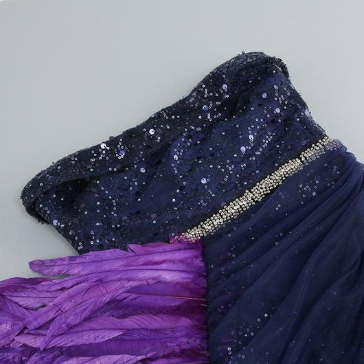 Vestido Tubo Púrpura con Lentejuelas y Costura Irregular Ajustado - Image 37