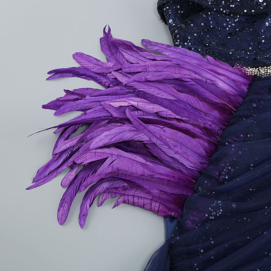 Vestido Tubo Púrpura con Lentejuelas y Costura Irregular Ajustado - Image 41