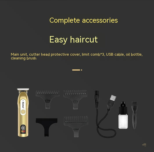 Dark gray Kemei electric hair clipper with a digital display showing "188 POWER LEFT" and a textured grip. - Image 18