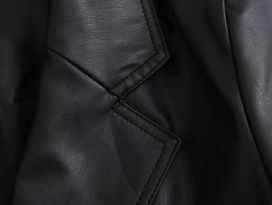 Abrigo de Cuero Sintético Suelto para Mujer - Estilo Casual Otoño Invierno - Image 13