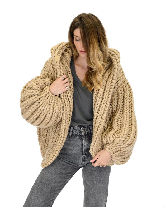 Cardigan Tejido a Mano Holgado con Capucha - Suéter Knit para Mujer - Image 25