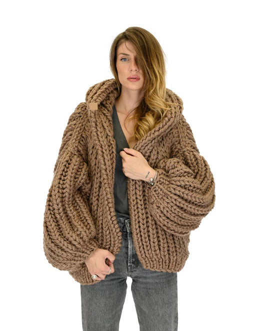 Cardigan Tejido a Mano Holgado con Capucha - Suéter Knit para Mujer - Image 29