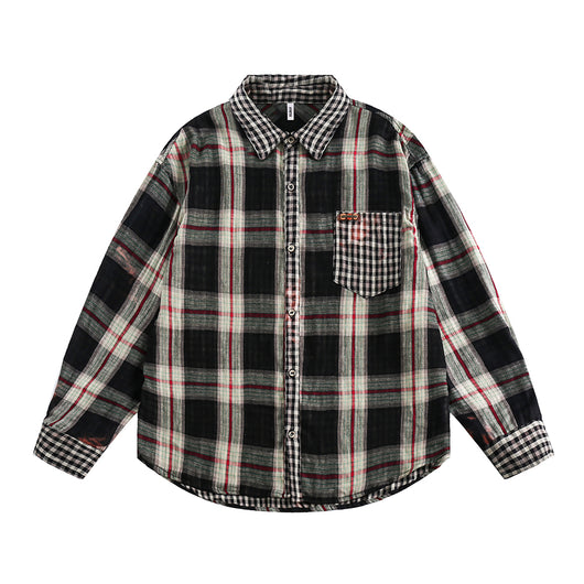Camisa Cuadros Mujer Primavera Otoño Efecto Dos Piezas Manga Larga Casual - Image 21