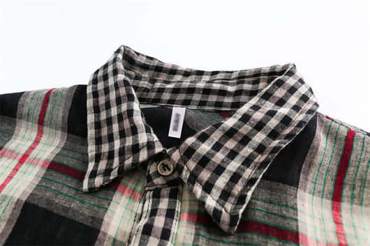 Camisa Cuadros Mujer Primavera Otoño Efecto Dos Piezas Manga Larga Casual - Image 23
