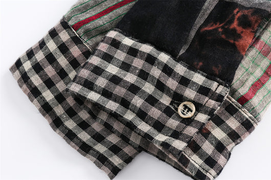 Camisa Cuadros Mujer Primavera Otoño Efecto Dos Piezas Manga Larga Casual - Image 25