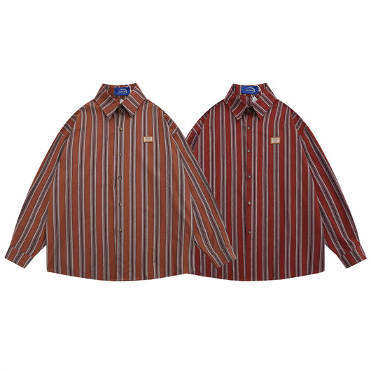 Camisa de Rayas Verticales Estilo Vintage Americano - Unisex Manga Larga - Image 31