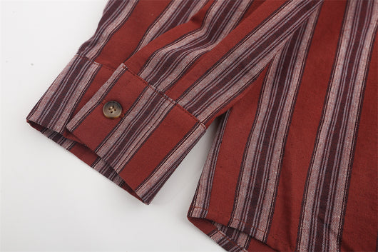 Camisa de Rayas Verticales Estilo Vintage Americano - Unisex Manga Larga - Image 33