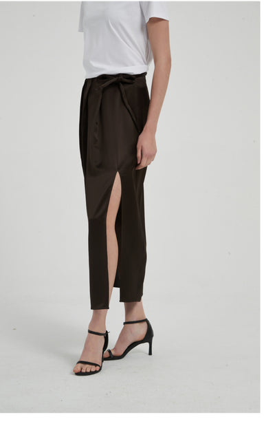 Falda Plisada con Abertura Cintura Alta en Acetato Satinado - Diseño Fluido para Verano - Image 17