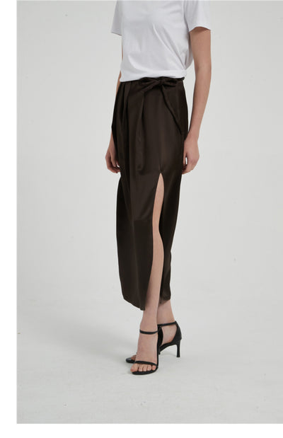 Falda Plisada con Abertura Cintura Alta en Acetato Satinado - Diseño Fluido para Verano - Image 19
