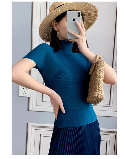 Blusa Elegante de Gasa con Cuello Medio - Top Sofisticado para Mujer - Image 29