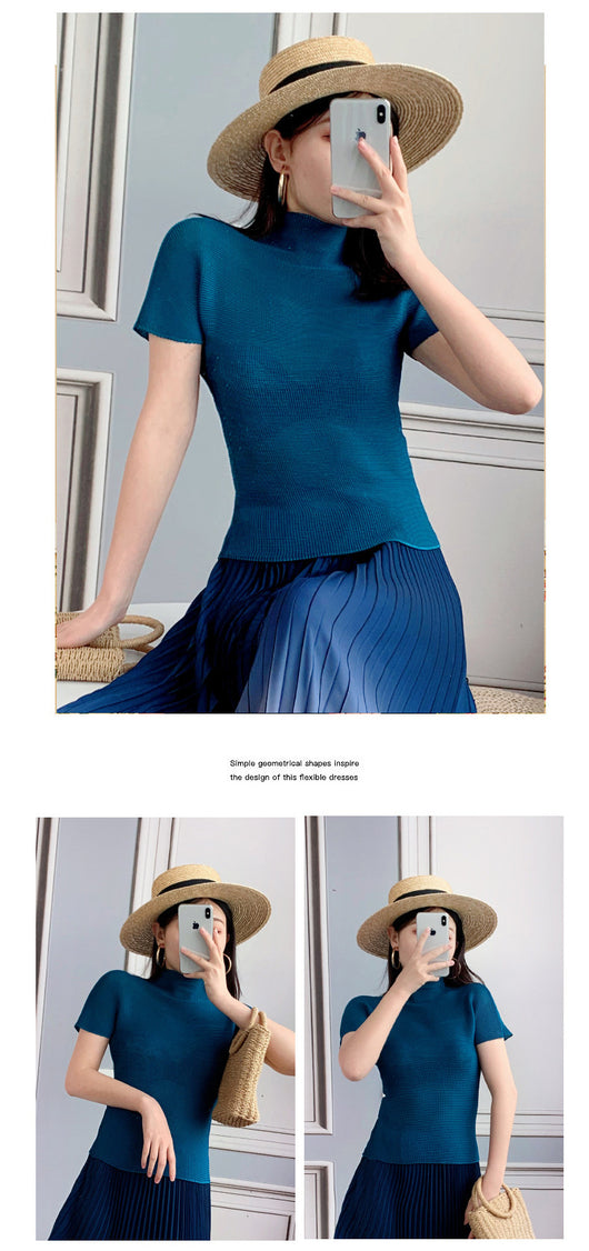 Blusa Elegante de Gasa con Cuello Medio - Top Sofisticado para Mujer - Image 32