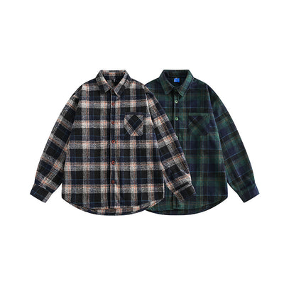 Camisa de Cuadros con Bolsillo Decorativo y Solapa a Juego - Image 12