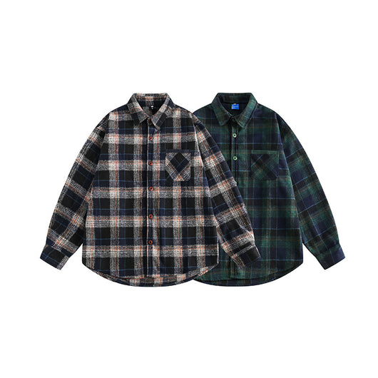 Camisa de Cuadros con Bolsillo Decorativo y Solapa a Juego - Image 12