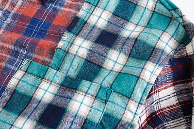 Camisa de Manga Larga Cuadros Mosaico Multicolor con Flecos para Hombre - Image 19