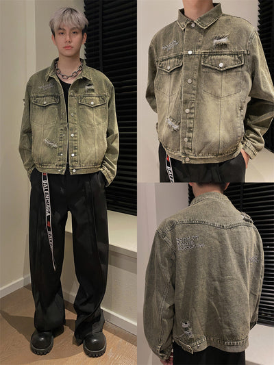 Chaqueta Vaquera Rasgada para Hombre - Estilo Urbano Casual - Image 38