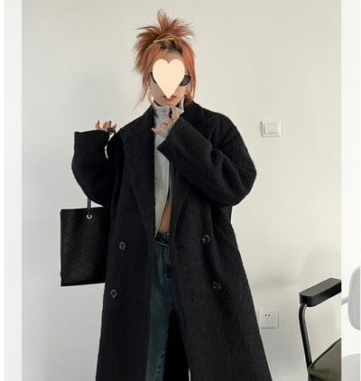 Abrigo de Lana Negro Mujer Oversized Grueso - Image 6