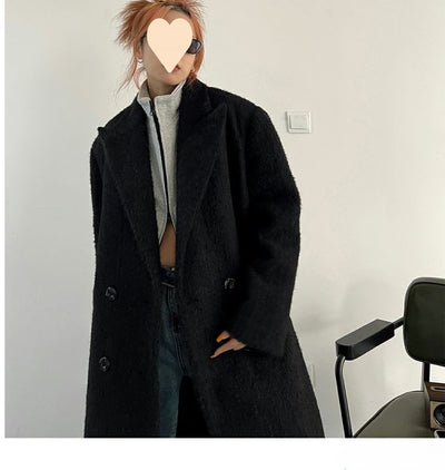 Abrigo de Lana Negro Mujer Oversized Grueso - Image 7