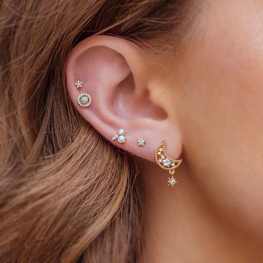 Aretes de Flor Circón Estrella Luna Románticos - Image 13
