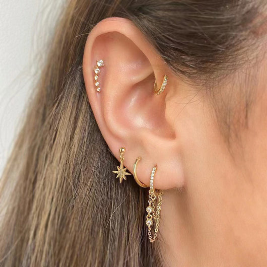 Aretes de Flor Circón Estrella Luna Románticos - Image 17