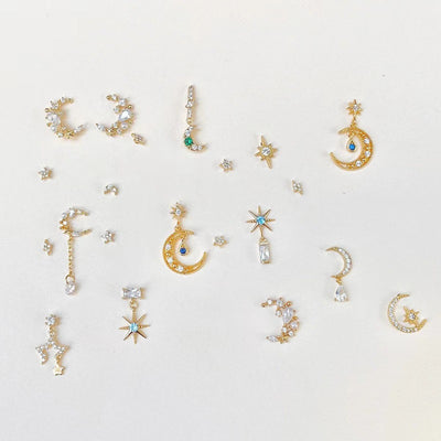 Aretes de Flor Circón Estrella Luna Románticos - Image 19