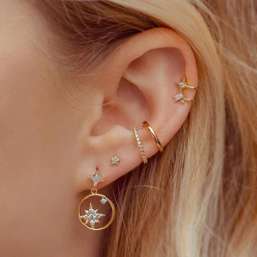 Aretes de Flor Circón Estrella Luna Románticos - Image 20