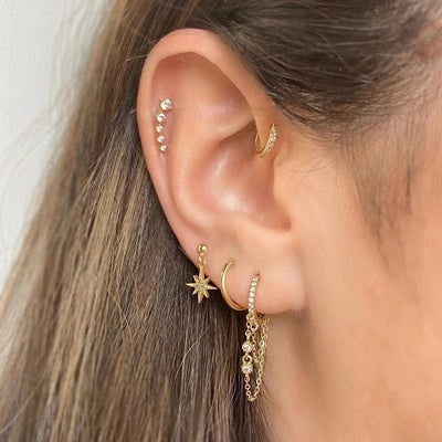 Aretes de Flor Circón Estrella Luna Románticos - Image 22