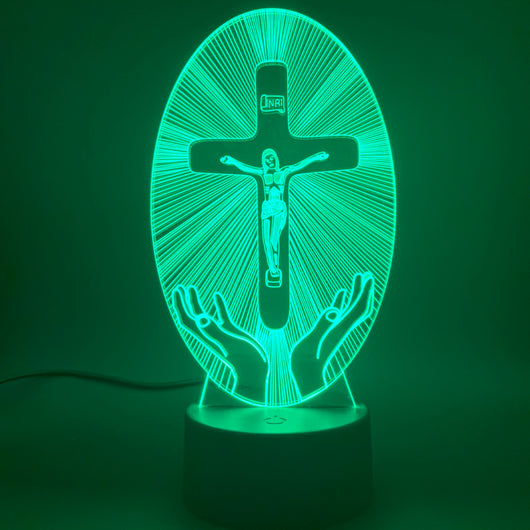 Lámpara 3D con Cruz Acrílica de Luz Nocturna - Image 15